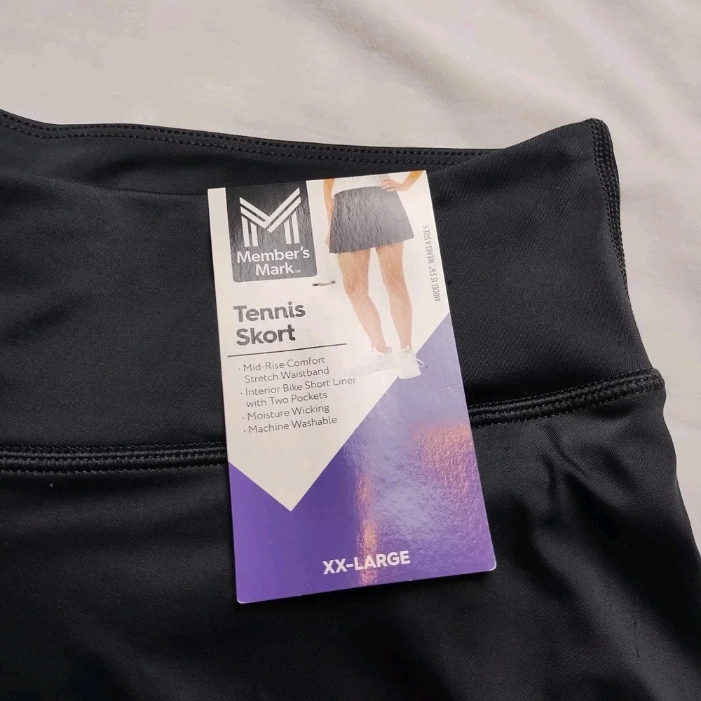 Member's Mark‎ Tennis Skort Women's XXL Black Pleated Skirt Shorts & Pockets NEW
